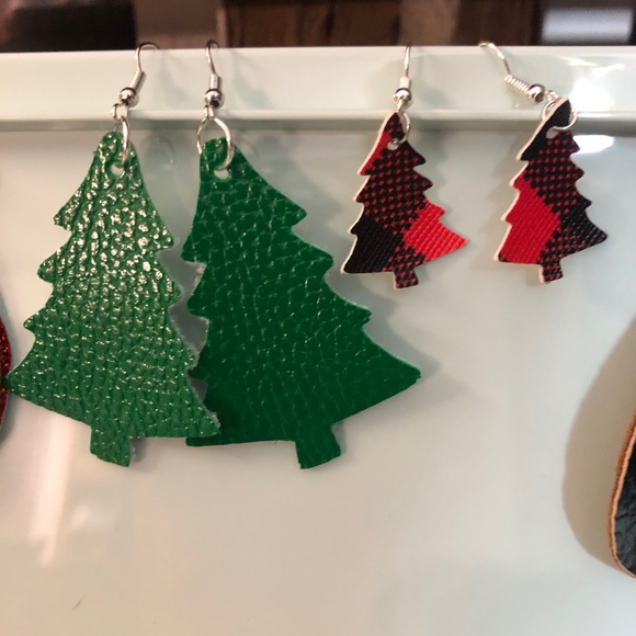 Faux leather/leather earrings. Handmade earrings. - Picture 3 of 16